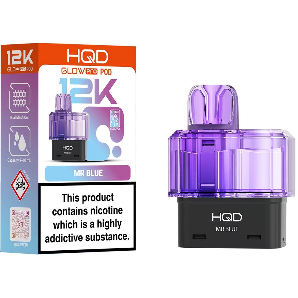 HQD Glow Pro 12,000 Puffs Prefilled Pods Mr Blue
