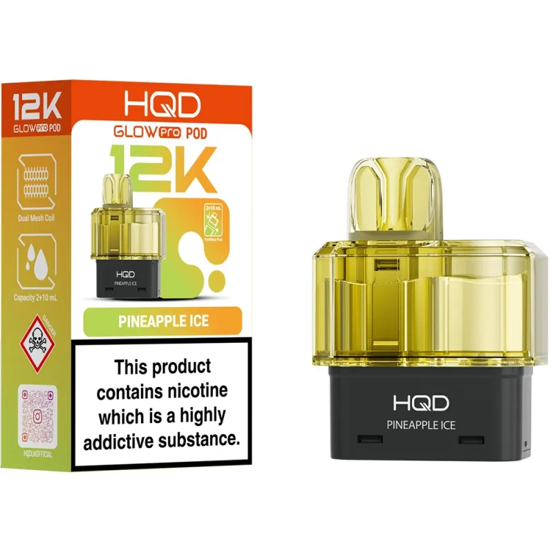 HQD Glow Pro 12,000 Puffs Prefilled Pods Pineapple Ice