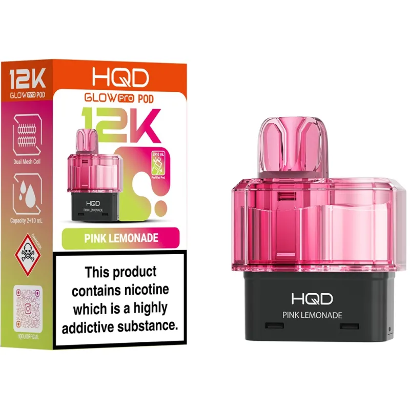 HQD Glow Pro 12,000 Puffs Prefilled Pods Pink Lemonade