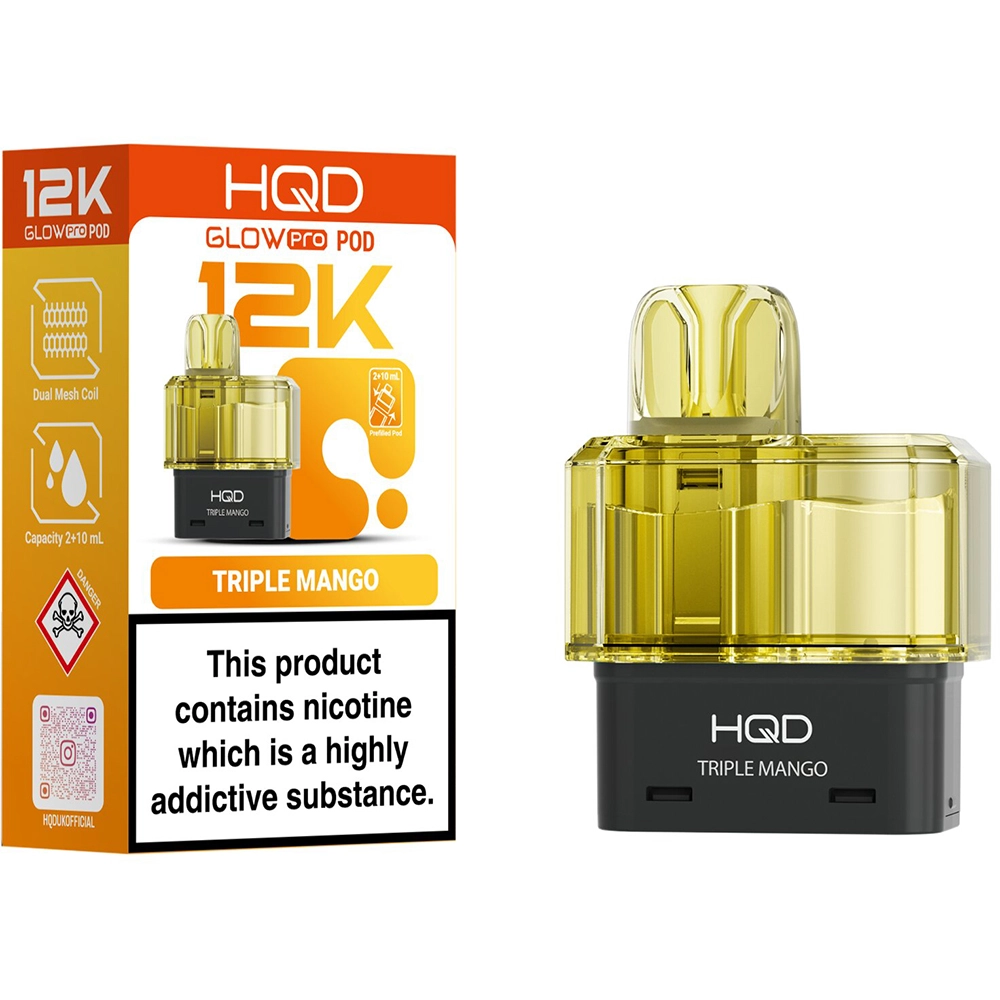 HQD Glow Pro 12,000 Puffs Prefilled Pods Triple Mango